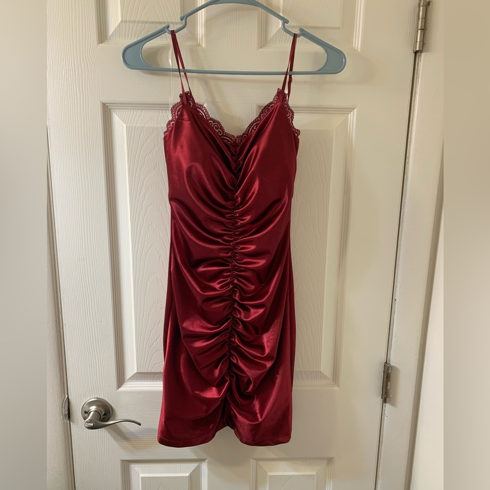 Cherry red silk dress